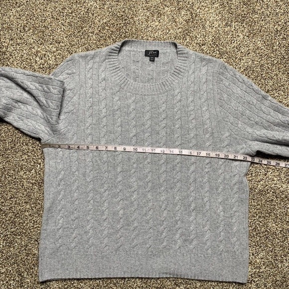 JCrew Cashmere Cable Knit Gray Sweater Size XXL 2XL Crewneck EUC - Picture 4 of 5